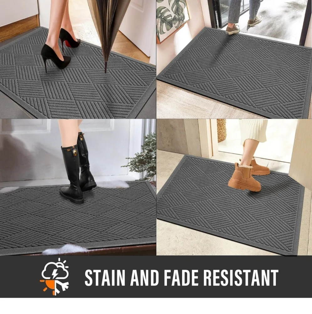 HIYARD Durable Front Door Mat, Absorbent Muddy Dirt Resist Welcome Door Mats Out